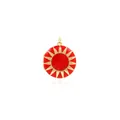 18K gold plated round locket pendant with red enamel sunburst design and hinge - Sunburst Locket (03789) / Red