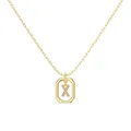 Gold plated rectangular frame pendant with shimmering cubic zirconia letter X necklace - Gold Initial Letter X Style (DY191352-X) / 925 Silver