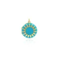 Detail of 18K gold-plated locket with sunburst pattern and blue enamel finish - Sunburst Locket (03789) / Light Blue
