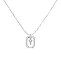 S925 silver necklace with sparkling zircon octagonal frame and micro-set letter Y pendant - Platinum Initial Letter Y Style (DY191353-Y) / 925 Silver