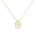 Gold plated S925 silver necklace featuring a rectangular frame with a crystal Z pendant - Gold Initial Letter Z Style (DY191354-Z) / 925 Silver
