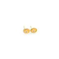 Detail of 18K gold plated evil eye stud earrings with vibrant orange enamel inlay - Orange