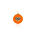 Macro shot of 18K gold plated orange enamel round pendant with multicolor zircon heart - Orange