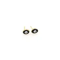 Detail of 18K gold-plated evil eye stud earrings with black and white enamel finish - Black