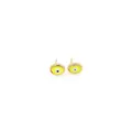 Macro detail of 18K gold plated evil eye stud earrings with vibrant yellow-green enamel - Yellow