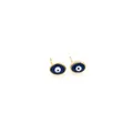 Minimalist 18K gold-plated oval evil eye stud earrings with blue enamel finish - Dark Blue