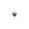 Macro shot of 18K gold plated heart pendant with blue center and sparkling zircons - Gold Color - Blue Zirconia