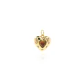18K gold-plated heart pendant with brown zircon stone and sparkling accents with reflection - Gold Color - Brown Zircon