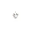Macro view of silver heart pendant with mother-of-pearl inlay and sparkling crystals - Silver Color - White Zircon
