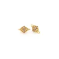 Macro detail of 18K gold plated hollow cone connectors with purple zircon for DIY jewelry - Light Pink