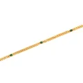 Collier chaîne plate plaqué or 18 carats avec pierres goutte vert émeraude sur blanc - Vert