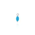 Macro shot of marquise-cut turquoise stone set in a silver-plated teardrop pendant frame - Turquoise