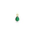Macro di un ciondolo a goccia placcato oro 18K con pietra verde smeraldo e zircone - Verde Scuro