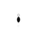 Macro shot of silver plated teardrop pendant with micro-set black marquise cut gemstone - Black