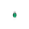 Detail of oval emerald green gemstone pendant with 18K gold plated zircon setting - Dark Green