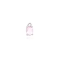 Detailed view of an oval pink gemstone pendant with silver four-prong setting and top loop - Pink