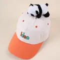 Detail einer Baseballkappe mit 3D-Plüschpanda und bunter 'idea' Stickerei für Kinder - Weiß