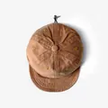Brown cotton baseball cap with yellow embroidery and adjustable drawstring toggle - Brown