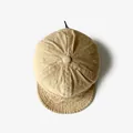 Classic khaki cotton short brim baseball cap for kids with six-panel breathable design - Beige
