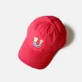 Casquette de baseball rouge pour enfant avec broderie lettre U arc-en-ciel en coton - Rouge