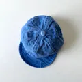 Retro washed navy blue cotton baseball cap for babies with soft brim and six-panel design - Sapphire Blue