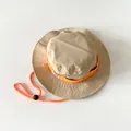 Kids khaki outdoor sun hat with bright orange windproof cord and adjustable buckle - Khaki