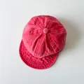 Vintage red washed cotton baseball cap for babies with a soft brim for sun protection - Red
