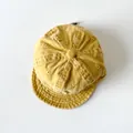 Toddler washed cotton baseball cap with soft short brim in ginger yellow color - Turmeric