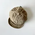 Retro khaki baby baseball cap with soft short brim and breathable eyelets for infants - Khaki