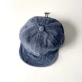 Vintage navy blue washed cotton soft brim baseball cap with adjustable drawstring - Dark Blue