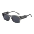 Polarized square sunglasses featuring translucent grey frames and textured temples - Translucent Grey Frame Grey Lens