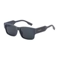 Fashionable matte dark grey square polarized sunglasses with wide textured temples - Matte Grey Frame Grey Lens