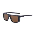 Matte marineblaue rechteckige Polarisierte Sonnenbrille mit Seitenschutz und braunem Glas - Mattbrauner Rahmen Braune Gläser (C6)