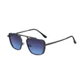 Gafas de sol retro cuadradas para hombre con montura gris y lentes azules degradadas - Montura Bronce de Cañón Mate/Lentes Degradadas Gris Azul(C2)