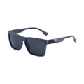 Square matte blue-grey polarized sunglasses with textured arms and metal detail - Matte Grey Frame Grey Lens