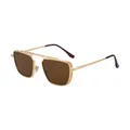 Gafas de sol cuadradas retro con montura dorada y cristales marrones para hombre - Montura Dorada/Lentes Marrón(C3)