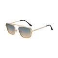 Lunettes de soleil punk rétro pour hommes avec monture en métal doré et verres dégradés - Monture Dorée/Verres Dégradés Vert Jaune(C5)