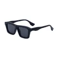 Modern square frame sunglasses for men featuring thick temples and 3D textured carving - C2 Matte Black Gray