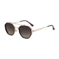 Modern hexagonal gold metal sunglasses with brown gradient lenses and double bridge design - C6 Gold Tea Grey