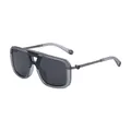 Occhiali da sole squadrati uomo con montatura grigia trasparente e lenti scure - C8 Grigio Trasparente Opaco Canna di Fucile Grigio Completo