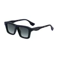 Square matte black thick frame sunglasses for men with gradient grey-green lenses - C4 Matte Black Gun Gray Green