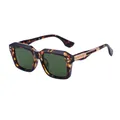 Polarized square tortoiseshell sunglasses with dark green lenses and golden temples - Tortoise Gold G15 Green