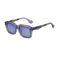 Polarized square sunglasses in matte grey translucent frame with blue gradient lenses - Matte Transparent Gray Gunmetal Light Gray Blue Film