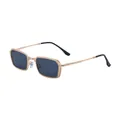 Vintage gold square frame sunglasses with dark lenses and intricate mesh engraving - Gold Frame Gray Lens