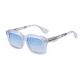 Polarized square sunglasses featuring matte clear blue frames and gradient blue lenses - Matte Transparent Frame Silver Gradient Blue
