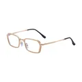 Vintage gold square metal sunglasses with punk spring temples and black ear tips - Gold Frame Clear Light Blue Film