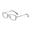 Retro square gunmetal metal sunglasses with textured diamond pattern frame - Matte Silver Frame Clear Light Blue Film