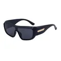 Occhiali da sole sportivi neri oversize con dettagli dorati sulle stanghette - C1 Grigio Completo