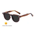 Retro square tortoiseshell frame sunglasses with grey photochromic lenses for men - Stripe Turn Gray