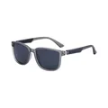 Square grey translucent polarized sunglasses with dark lenses and silver metal hinges - C3 Transparent Grey Frame Grey Lens